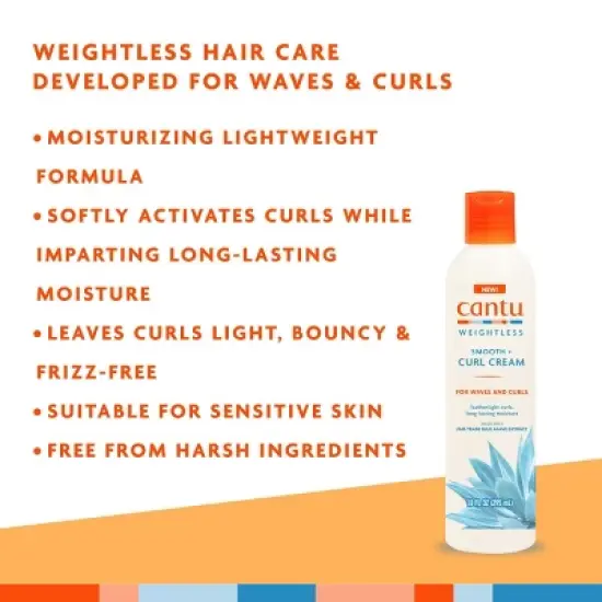 Cantu Weightless Smooth + Curl Enhancer Cream - 10oz image {2}