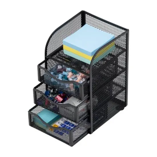 Mind Reader Desktop Accessory Storage, Paper Binder Clip Basket, Workspace, Office, Metal Mesh, 4.75"L x 5"W x 8"H, Black image {3}