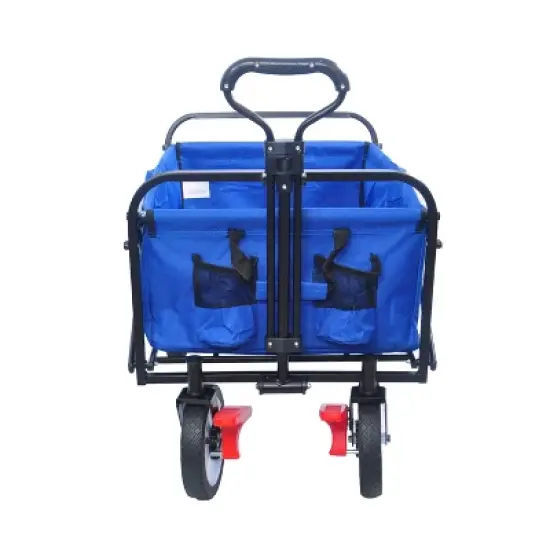 Folding Wagon Garden Shopping Beach Cart (Blue colour) image {3}
