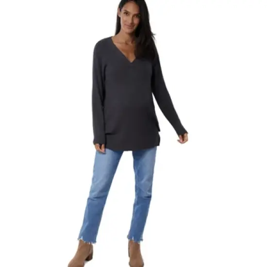 Ingrid & Isabel Maternity Side Zip Nursing Sweater image {6}