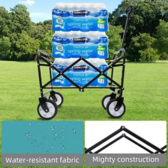 FURNIinspire Outdoor Serving Carts Foldable Wagon Cart Beach Wagon Utility Wagon Grocery Cart 3pcs plastic Liner Cover, Blue, 25.98"*17.32"*37.4" image {3}