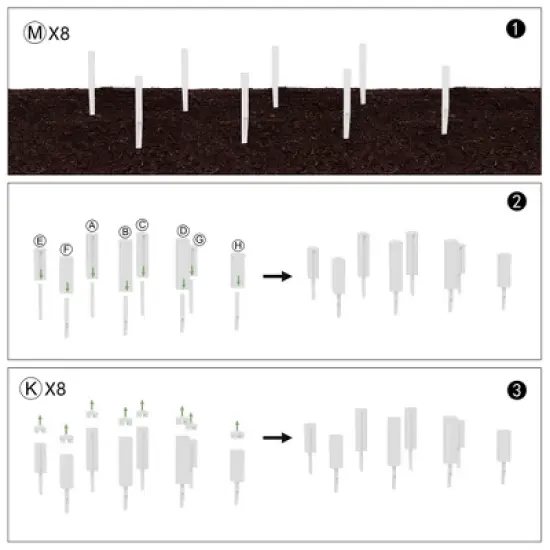Lirago 48" x 37" x 13" White PVC Modular Garden Fence Panel-Durable Easy to Install Soil Improvement Solution image {6}