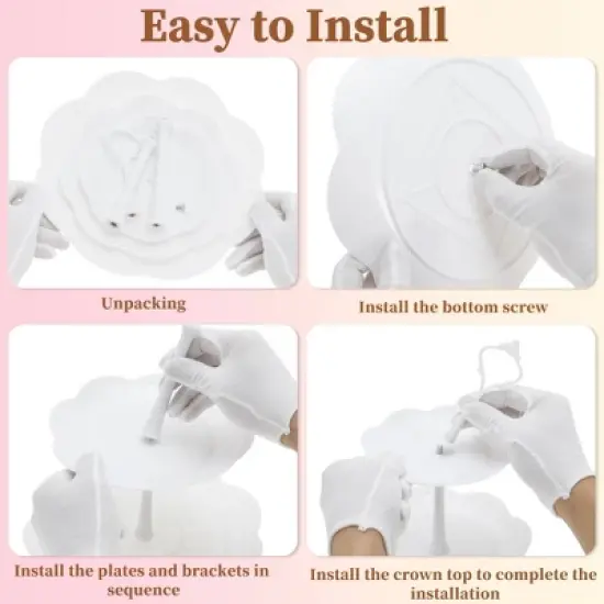 Unique Bargains 3 Tier Dessert Cupcake Stand Round Tiered Serving Tray for Donuts Fruits White image {3}