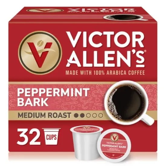 Victor Allen's Coffee Peppermint Bark Flavored, Medium Roast, 32 Count, Single Serve Coffee Pods for Keurig K-Cup Brewers image {8}