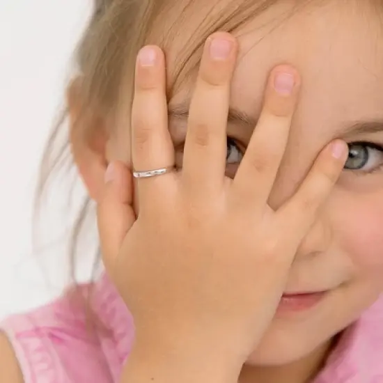 Girl's Thin CZ Band Sterling Silver Ring - In Season Jewelry image {2}