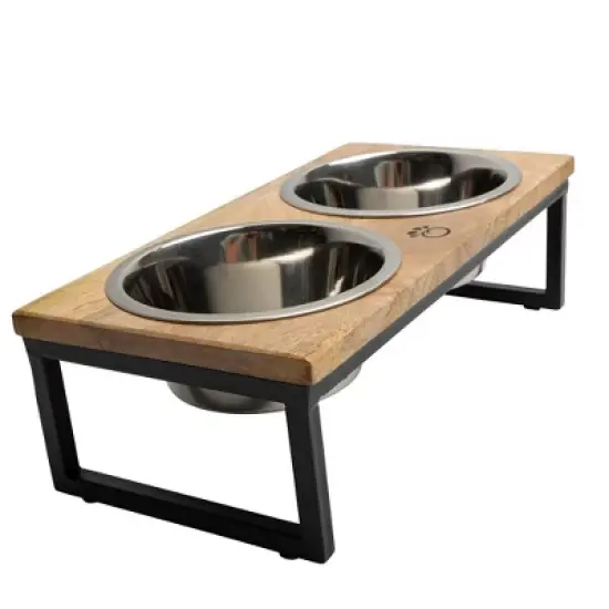 GF PET Mango Wood & Metal Double Feeder image {13}