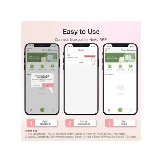 Nelko P21 Bluetooth Label Printer Pink with 14x40mm 100pc Roll and 14x40mm 180pc Roll image {5}