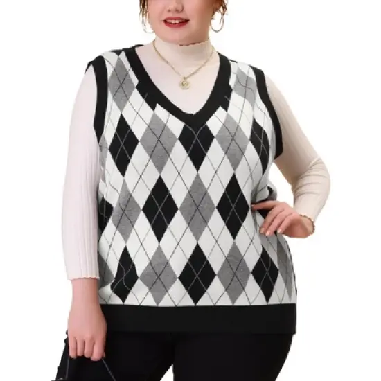 Agnes Orinda Women's Plus Size Cable Knit Sleeveless Pullover Sweater Vest image {5}