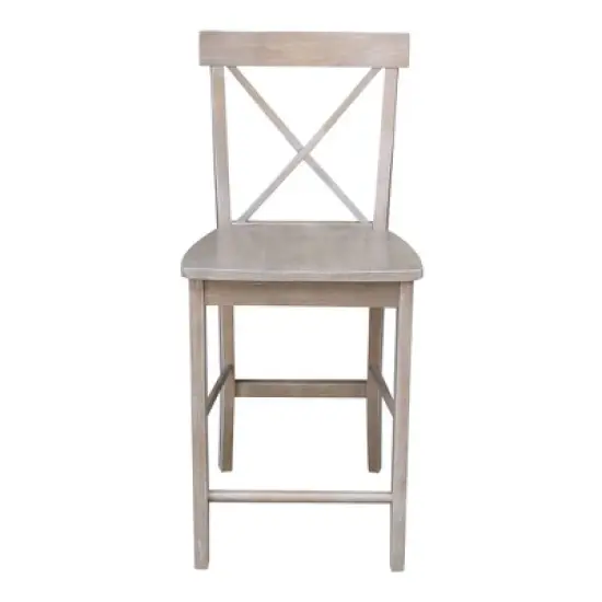 X Back Stool Washed Gray/Taupe - International Concepts image {1}