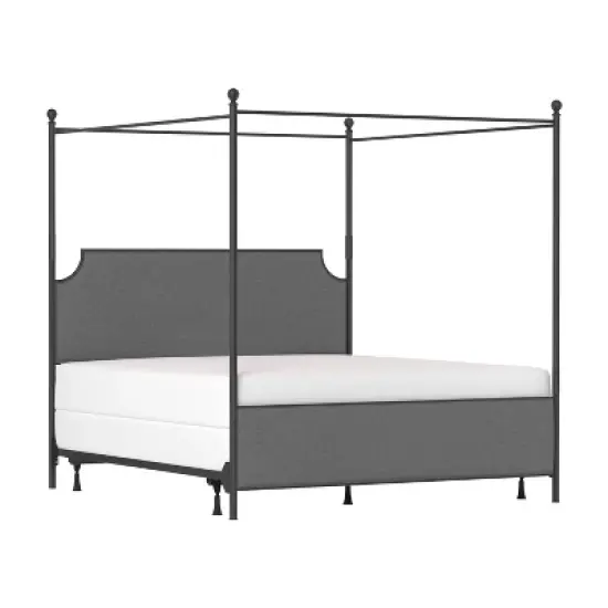 Mcarthur Metal and Upholstered Canopy Bed Matte Black/Gray Fabric - Hillsdale Furniture image {13}