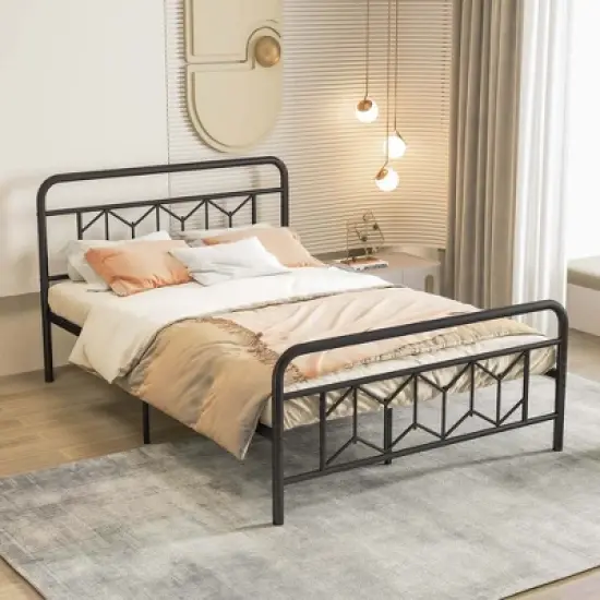 Costway Twin/Full/Queen/King Size Bed Frame Mattress Foundation with Headboard 12.5" Under-bed Storage Black image {11}