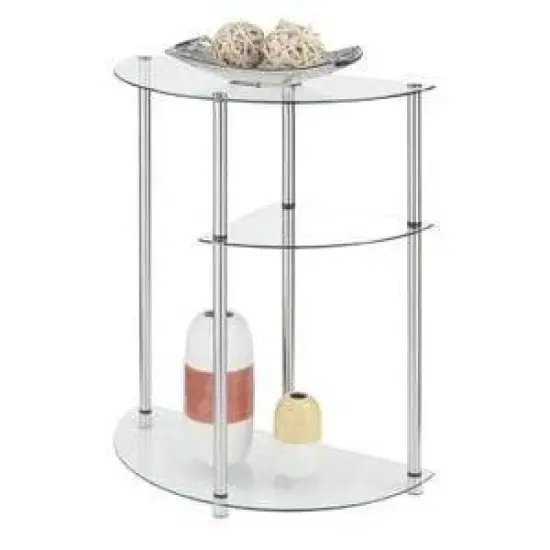 Classic Glass 3 Tier Display Entryway Table Clear Glass - Breighton Home image {1}