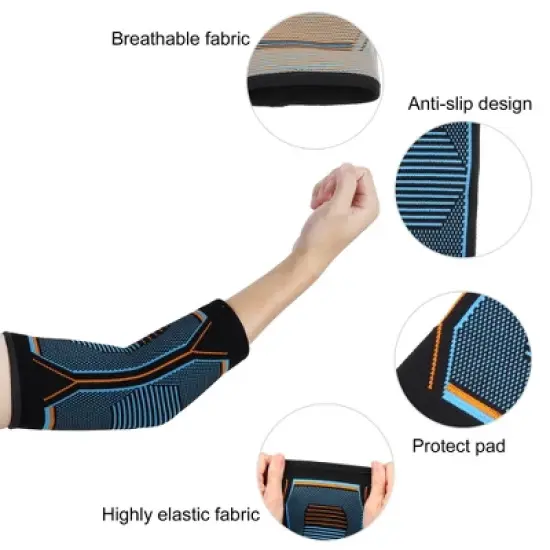 Unique Bargains Nylon Elbow Protection Elbow Pads Tightening Breathable Elbow Pads Black for Sports image {2}