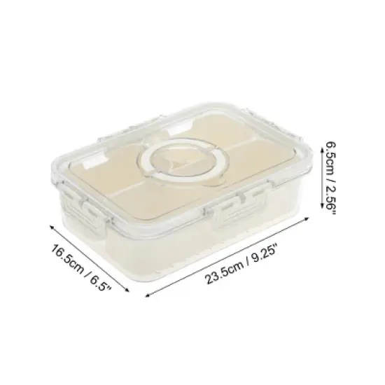 Unique Bargains Rectangle Fridge Food Storage Containers 3 Compartment White Transparent 1 Set image {3}