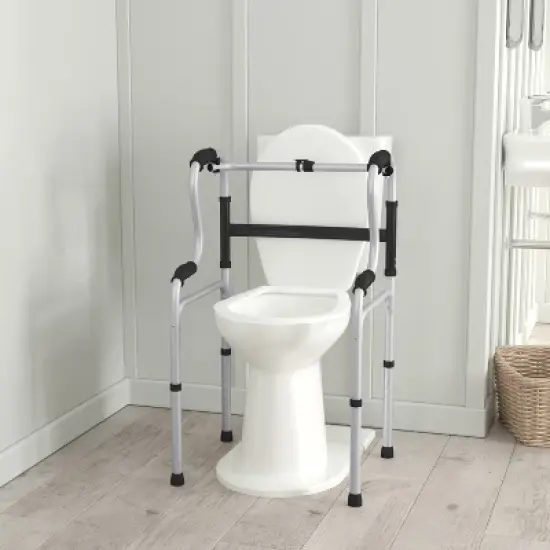 Flash Furniture Lightweight Adjustable Height Bi-Level Folding Walker w/ Dual Frame Types in Gry image {1}