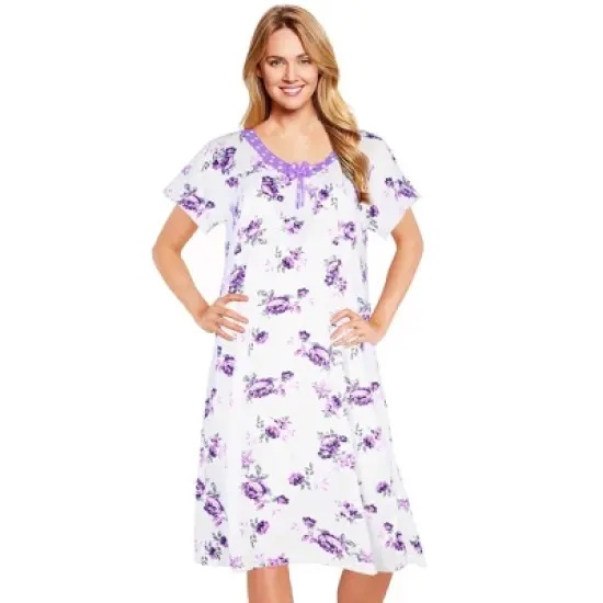 JEFFRICO Womens Nightgowns Short Sleeve Sleepwear Soft Pajama Dress Nightshirts image {5}