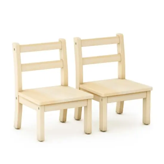 Guidecraft EdQ Hardwood Kids Chair Set of 2- Natural: Wooden Chair for Toddlers Ages 1-2 | Kids Furniture for Playroom, Preschool, Daycare Seating image {2}