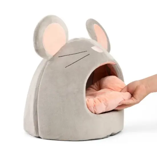 Best Friends by Sheri Meow Hut Mouse Cat Bed - Gray image {4}