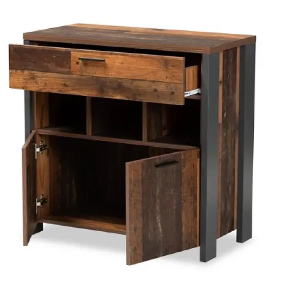 Ranger Two-Tone and Wood 1 Drawer Sideboard Buffet Rustic Brown/Gray - Baxton Studio image {2}