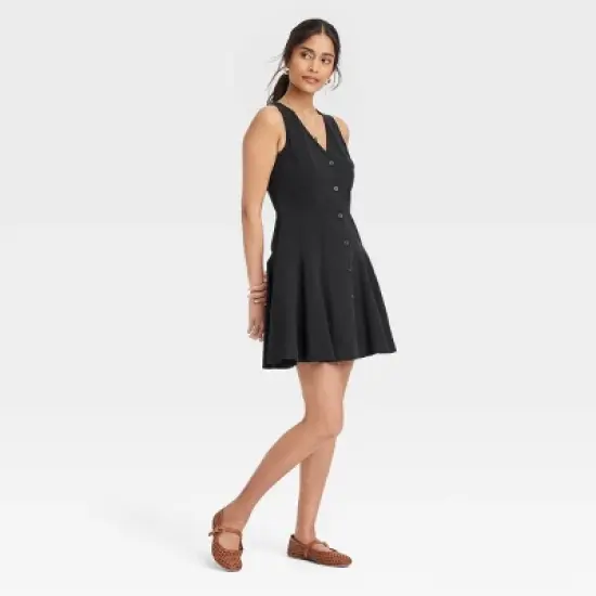 Women's Button-Front Godet Mini A-Line Dress - Universal Thread&trade; image {2}