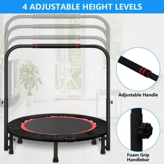 HONGGE 40" Fitness Mini Trampoline Exercise Rebounder with Adjustable Handle Max Load 450lbs image {2}