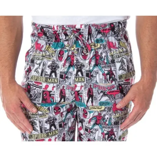 Marvel Men's Spiderman Vintage Comic Book Print Sleep Lounge Pajama Pants Vintage Spidey Comics image {1}