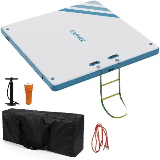 Acekool Inflatable Floating Dock Platform, Non-Slip Surface, Rope Ladder, Island Raft for Pool, Lake & Beach, Easy Connect, 3 Sizes image {5}