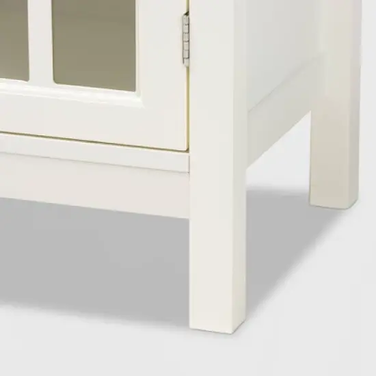 Kendall Wood and Glass Kitchen Cabinet White - Baxton Studio image {5}