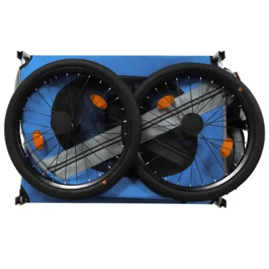 Akoasm All-Terrain Large Folding Dogs Bike Trailer with Steel Frame For Cycling, Jogging, Camping & Outdoor Adventures-Blue image {3}