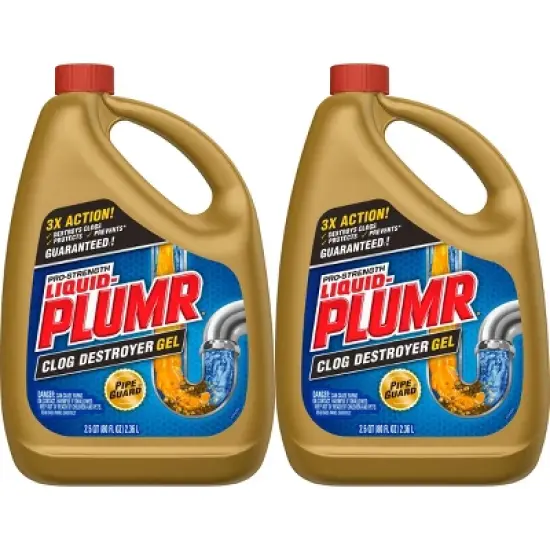 Liquid-Plumr Pro-Strength Full Clog Destroyer Plus PipeGuard - 80 fl oz/2ct image {8}