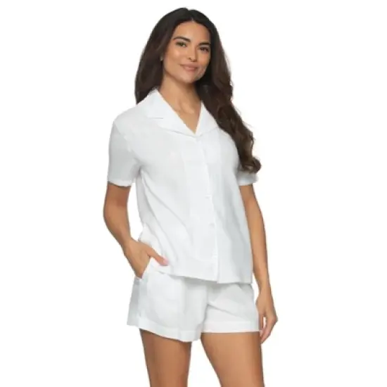 Felina - Mirielle Collar Pajama & Short Set - 100% Cotton Comfort, Lightweight Lounge & Sleepwear image {2}