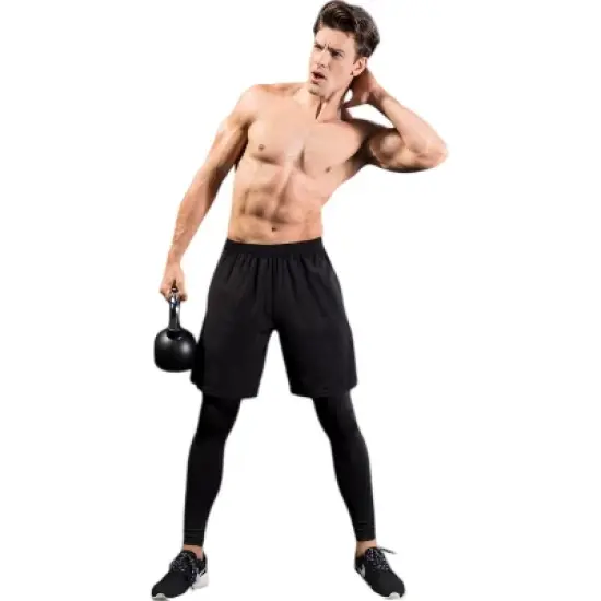 Anna-Kaci Active Men's 2-in-1 Athletic Training Shorts with Built-In Compression Leggings and Elastic Waistband image {7}