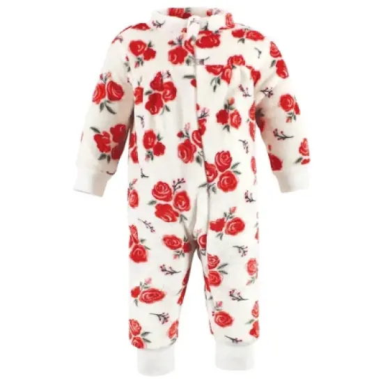 Hudson Baby Toddler Girls Plush Jumpsuits, Red Rose Leopard image {2}