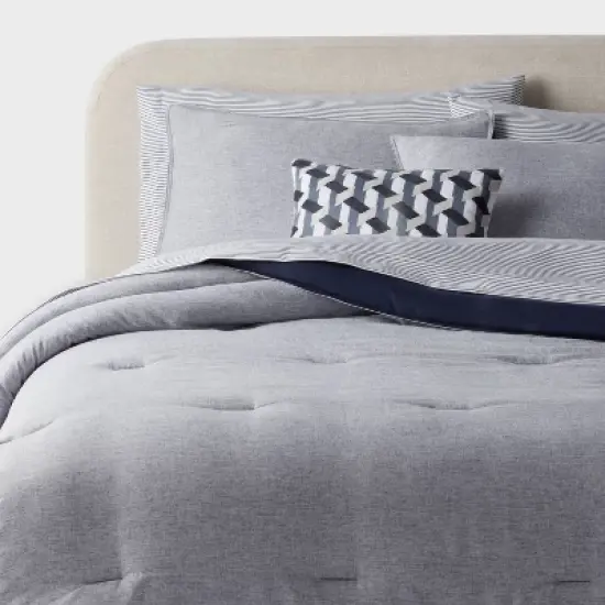 8pc Chambray Comforter and Sheet Set Indigo - Threshold&trade; image {7}