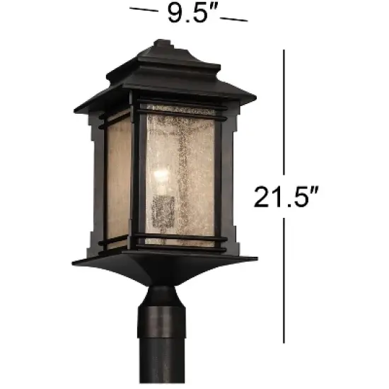 Franklin Iron Works Hickory Point Rustic Farmhouse Outdoor Post Lights Set of 2 Walnut Bronze 21 1/2" Frosted Cream Glass for Exterior Barn Deck House image {4}