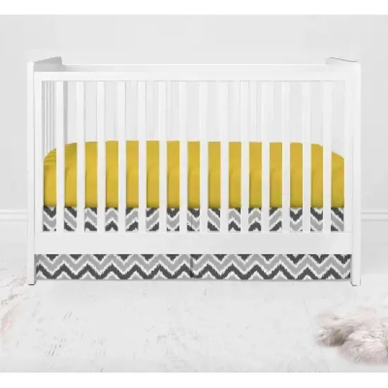 Bacati - Ikat Dots Giraffe Yellow Grey Neutral 6 pc Crib Set with 4 Muslin Swaddle Blankets image {2}