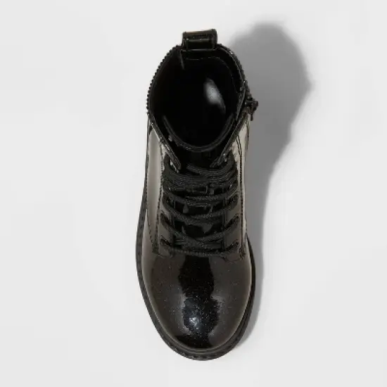 Girls' Rochelle Glitter Zipper Lace-Up Combat Boots - art class&trade; image {2}