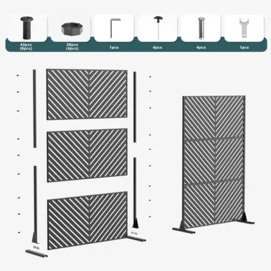PexFix 72 in. x 47 in. Outdoor Metal Privacy Screen Garden Fence in Geometry Pattern in Brown image {5}