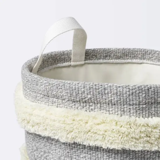 Tufted Canvas Round Storage Bin - Cloud Island&trade; Medium Gray/Cream image {2}