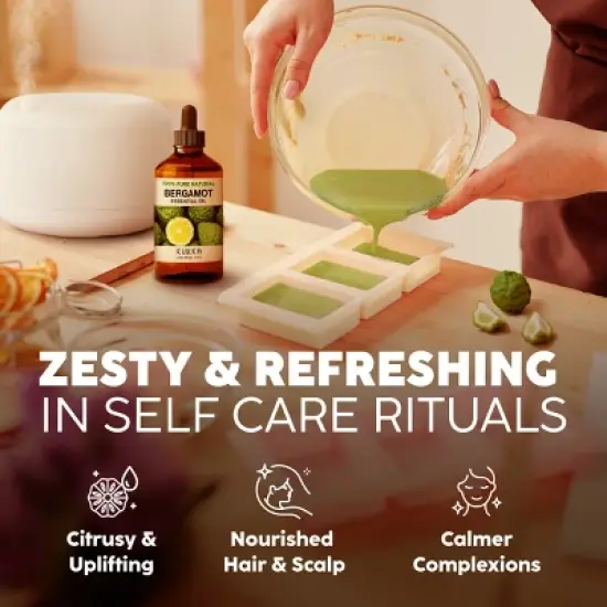 Bergamot Essential Oil (4 Fl Oz / 118 ml) -KUKKA  Bergamot Oil for Diffuser and Skin -Soap Making Scent DIY image {2}