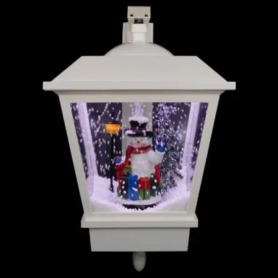 Northlight 17.75" Lighted Musical Snowman Wall Mounted Snowing Christmas Street Lamp image {1}