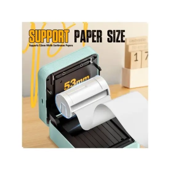 Nelko PM230 Portable Bluetooth Sticker Printer Green with 2pk 54mmx3.5m White Rolls image {2}