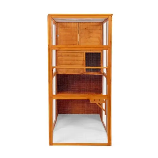 AZL1 Life Concept Pet Crates and Houses Outdoor Cat Enclosure, 4-Tier Window Design, Weatherproof Roof, Orange, 76.18"*33.46"*70.08" image {3}