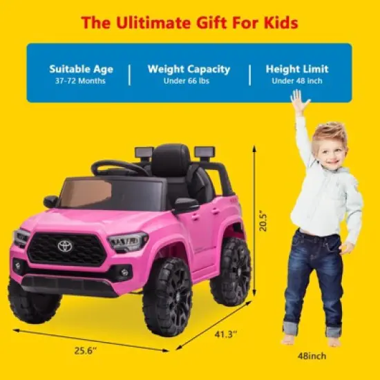 Officially Licensed Toyota Tacoma 12V Kids Ride-On Car with Parent Remote Control image {1}