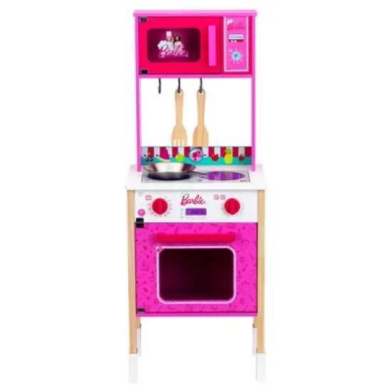 Theo Klein Barbie Epic Chef Wooden Toy Kitchen Cooking Playset with Pretend Play Oven, Microwave, and Utensils for Kids 3 and Up image {2}