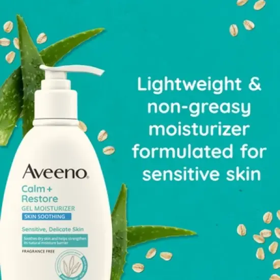 Aveeno Calm + Restore Gel Body Moisturizer Sensitive and Delicate Skin - Fragrance Free - 12oz image {5}