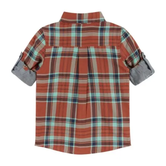 Andy & Evan  Toddler Rust Plaid Two-Faced Buttondown image {1}