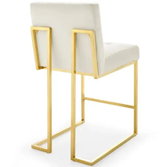 Privy Stainless Steel Performance Velvet Counter Height Barstool Gold/Ivory - Modway image {4}