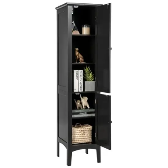 Costway Freestanding Bathroom Storage Cabinet Linen Tower Kitchen Living Room Grey\Black\Brown\White image {1}