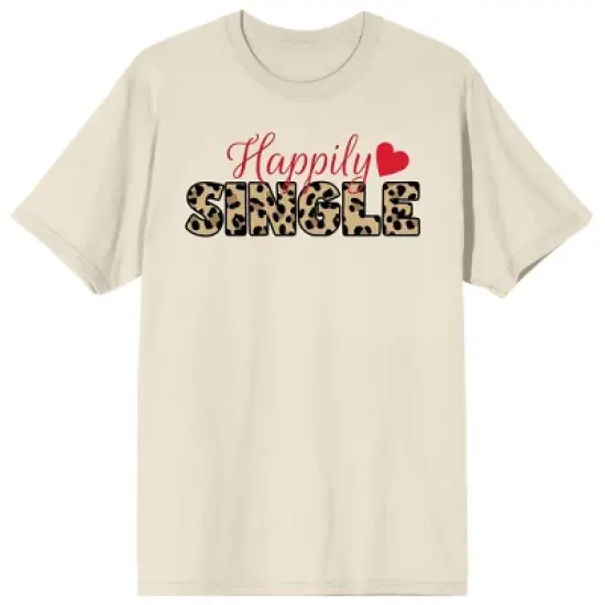 Valentine's Day Happily Single Crew Neck Short Sleeve Women's Natural T-shirt image {5}